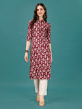 Ethnic Motifs Printed Front Buttoned Rayon Kurta, Multicolor - Hiral Fashion - Distacart