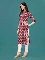Ethnic Motifs Printed Front Buttoned Rayon Kurta, Multicolor - Hiral Fashion - Distacart