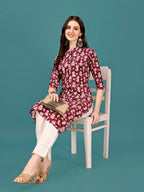 Ethnic Motifs Printed Front Buttoned Rayon Kurta, Multicolor - Hiral Fashion - Distacart