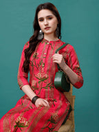 Botanical & Stripes Printed Front Buttoned Cotton Kurta, Multicolor - Hiral Fashion