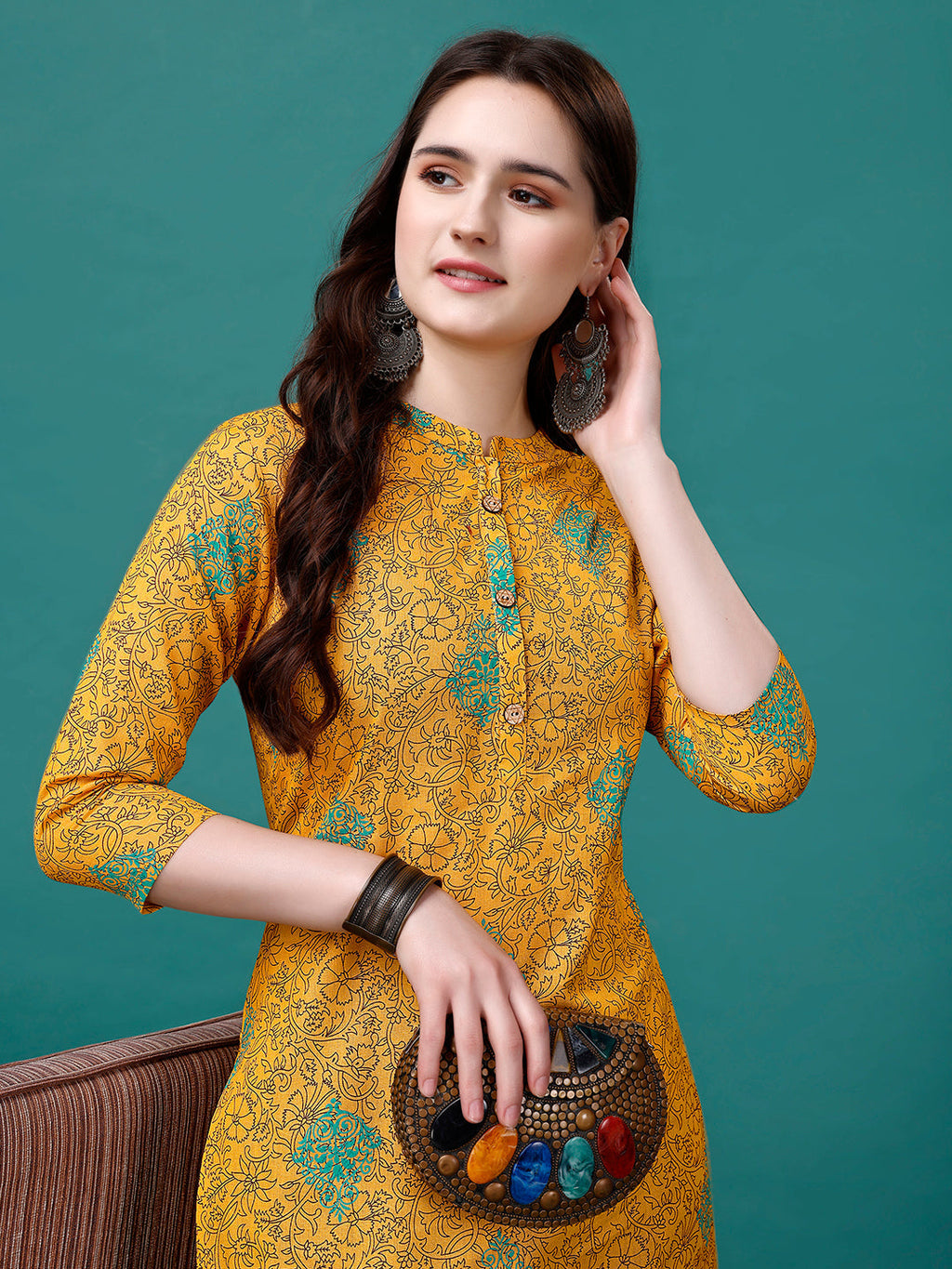Floral Printed Front Buttoned Cotton Kurta, Multicolor - Hiral Fashion - Distacart
