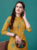 Floral Printed Front Buttoned Cotton Kurta, Multicolor - Hiral Fashion - Distacart