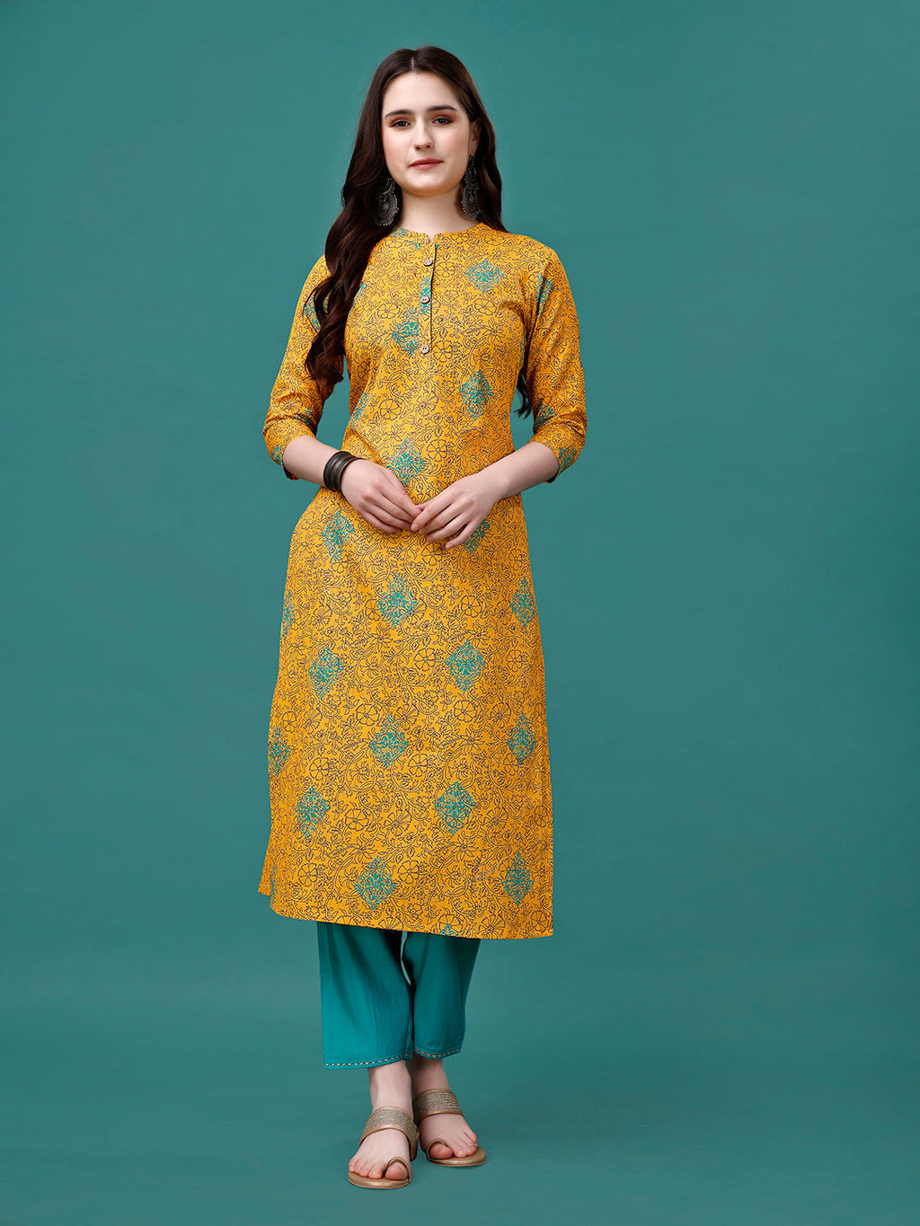 Floral Printed Front Buttoned Cotton Kurta, Multicolor - Hiral Fashion - Distacart