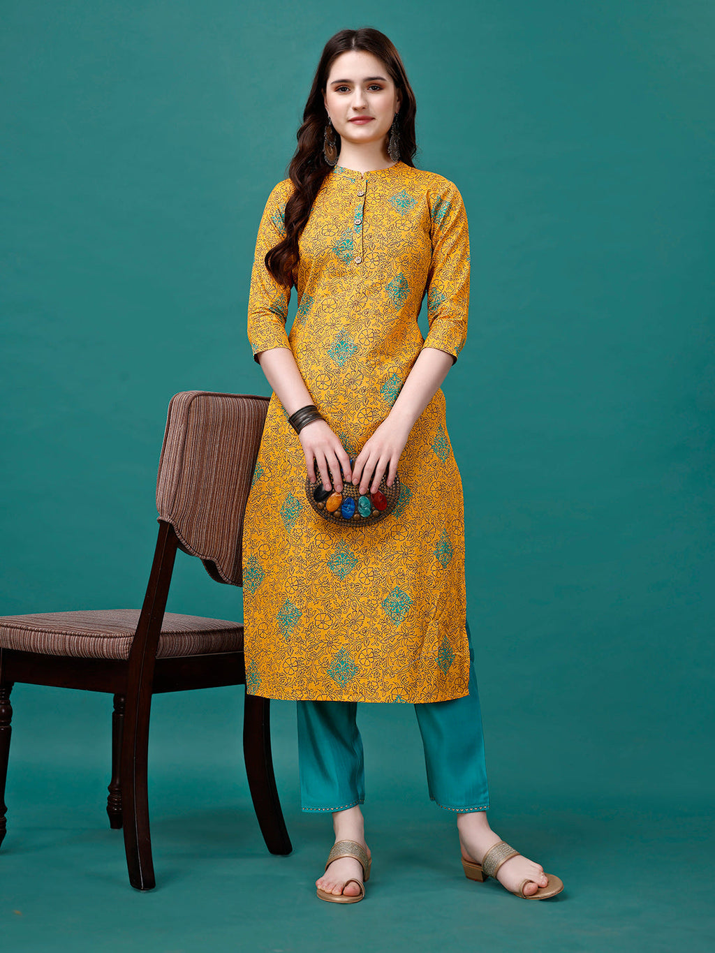 Floral Printed Front Buttoned Cotton Kurta, Multicolor - Hiral Fashion - Distacart