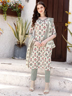 Floral Printed Kurta With Pant & Dupatta, Multicolor - Hiral Fashion