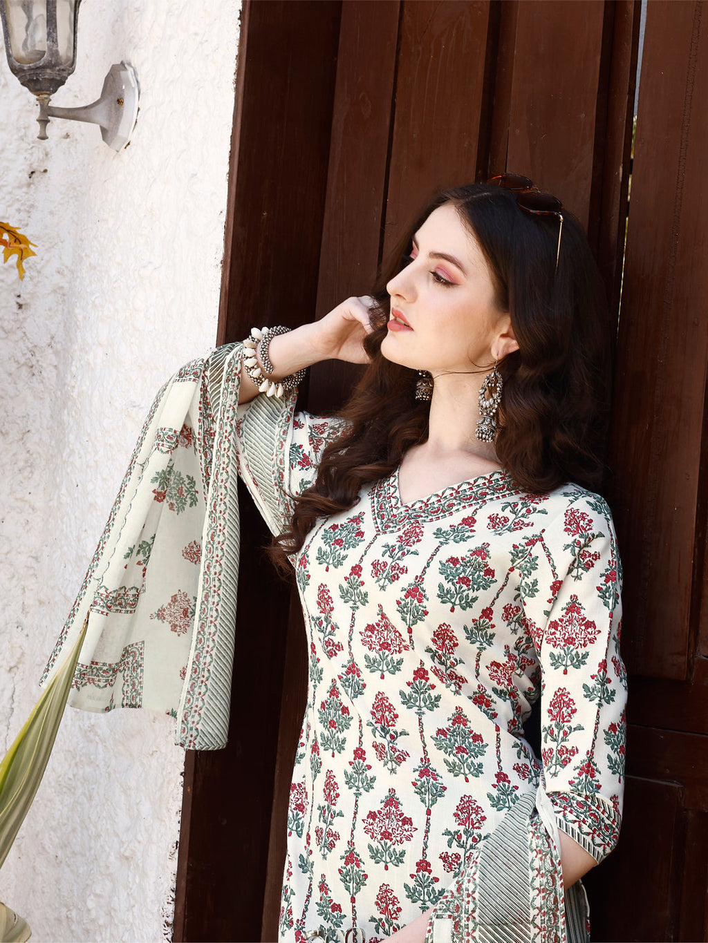 Floral Printed Kurta With Pant & Dupatta, Multicolor - Hiral Fashion