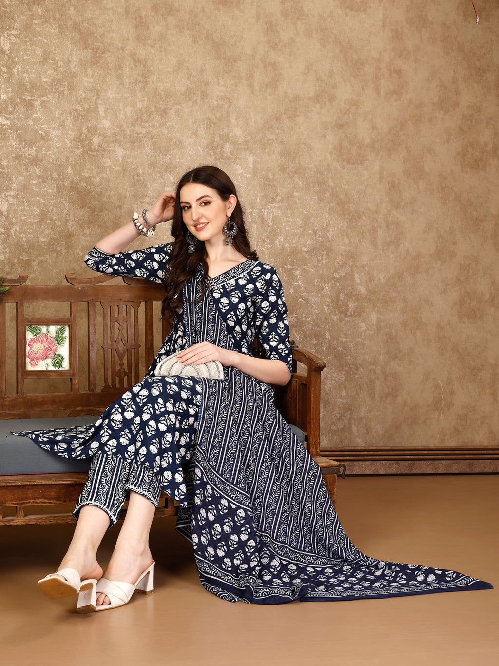 Nyra Cut Ethnic Motifs Printed Kurta With Pant & Dupatta, Multicolor - Hiral Fashion