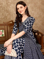 Nyra Cut Ethnic Motifs Printed Kurta With Pant & Dupatta, Multicolor - Hiral Fashion