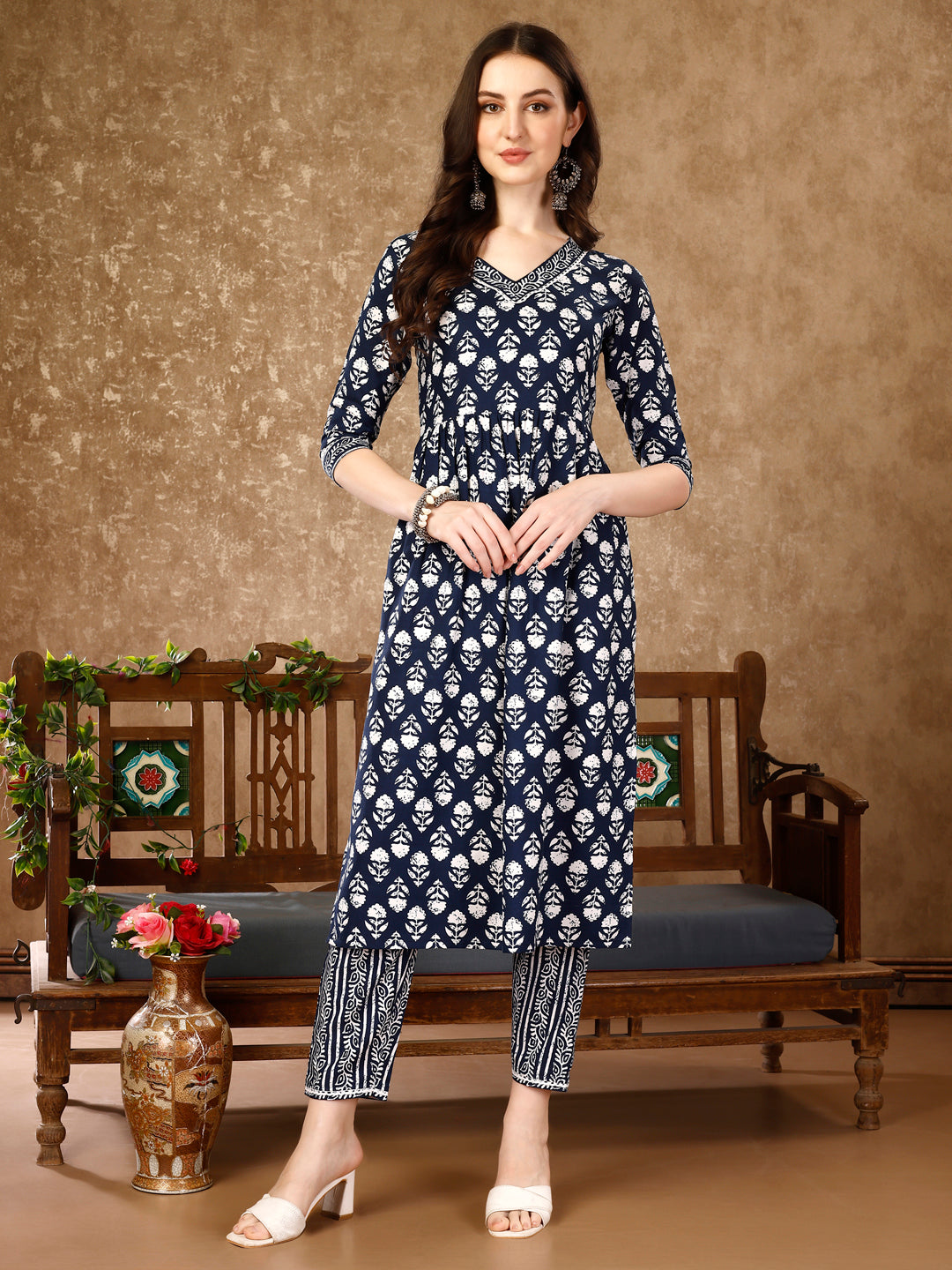 Nyra Cut Ethnic Motifs Printed Kurta With Pant & Dupatta, Multicolor - Hiral Fashion