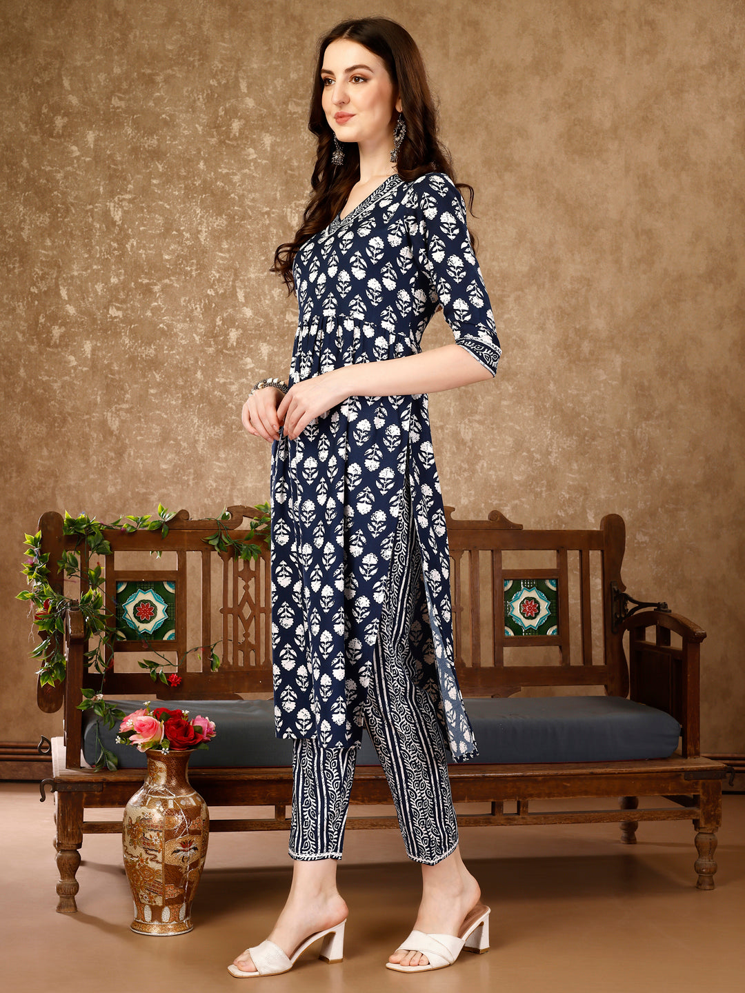 Nyra Cut Ethnic Motifs Printed Kurta With Pant & Dupatta, Multicolor - Hiral Fashion