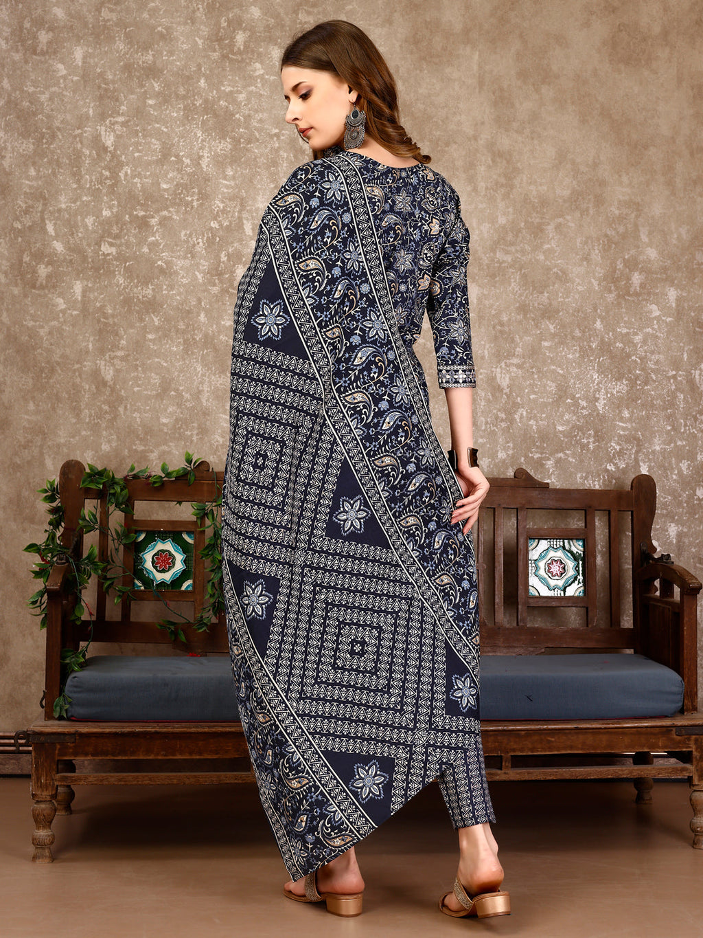 Embroidered & Printed Casual Wear Kurta With Printed Pant & Dupatta, Multicolor - Hiral Fashion - Distacart