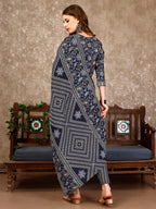 Embroidered & Printed Casual Wear Kurta With Printed Pant & Dupatta, Multicolor - Hiral Fashion - Distacart