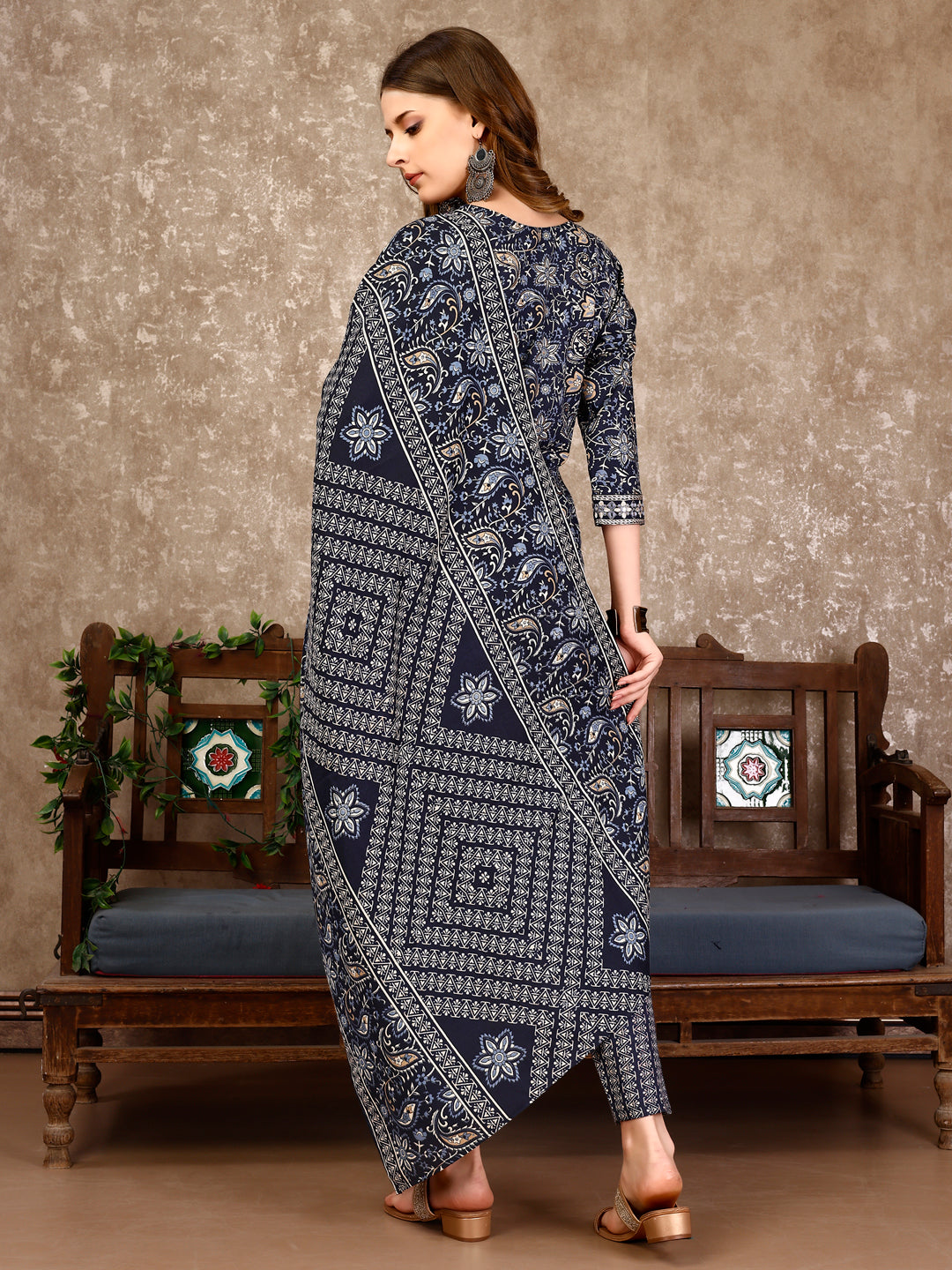 Embroidered & Printed Casual Wear Kurta With Printed Pant & Dupatta, Multicolor - Hiral Fashion - Distacart