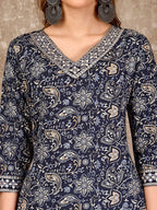 Embroidered & Printed Casual Wear Kurta With Printed Pant & Dupatta, Multicolor - Hiral Fashion - Distacart
