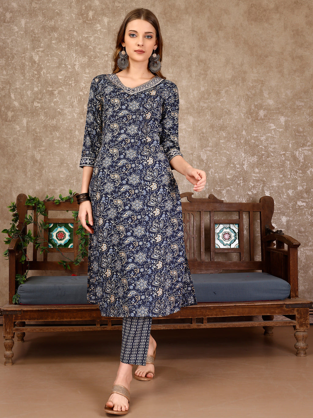 Embroidered & Printed Casual Wear Kurta With Printed Pant & Dupatta, Multicolor - Hiral Fashion - Distacart