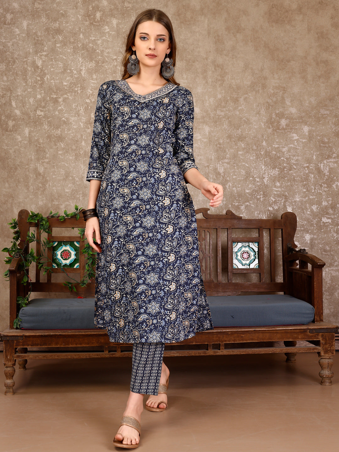 Embroidered & Printed Casual Wear Kurta With Printed Pant & Dupatta, Multicolor - Hiral Fashion - Distacart