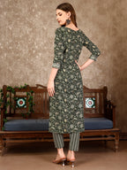 Embroidered & Printed Casual Wear Kurta With Printed Pant & Dupatta, Multicolor - Hiral Fashion - Distacart