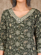 Embroidered & Printed Casual Wear Kurta With Printed Pant & Dupatta, Multicolor - Hiral Fashion - Distacart