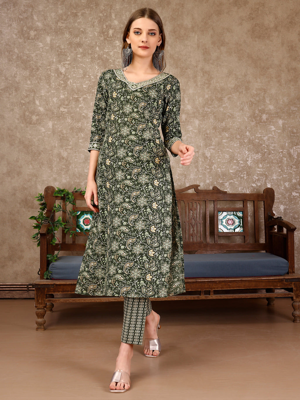 Embroidered & Printed Casual Wear Kurta With Printed Pant & Dupatta, Multicolor - Hiral Fashion - Distacart