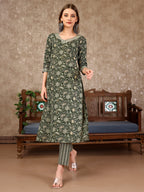 Embroidered & Printed Casual Wear Kurta With Printed Pant & Dupatta, Multicolor - Hiral Fashion - Distacart