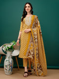 Embroidered & Printed Kurta With Pant & Dupatta, Mustard - Hiral Fashion - Distacart