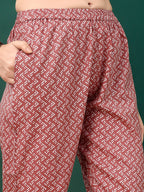 Embroidered & Printed Kurta With Pant & Dupatta, Pink - Hiral Fashion