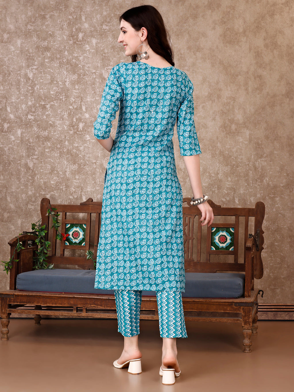 Leaf Printed Kurta With Printed Pant & Dupatta, Multicolor - Hiral Fashion - Distacart