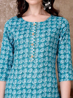 Leaf Printed Kurta With Printed Pant & Dupatta, Multicolor - Hiral Fashion - Distacart