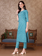 Leaf Printed Kurta With Printed Pant & Dupatta, Multicolor - Hiral Fashion - Distacart