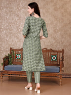 Leaf Printed Kurta With Printed Pant & Dupatta, Multicolor - Hiral Fashion - Distacart