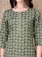 Leaf Printed Kurta With Printed Pant & Dupatta, Multicolor - Hiral Fashion - Distacart