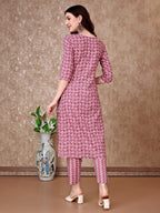 Leaf Printed Kurta With Printed Pant & Dupatta, Multicolor - Hiral Fashion - Distacart