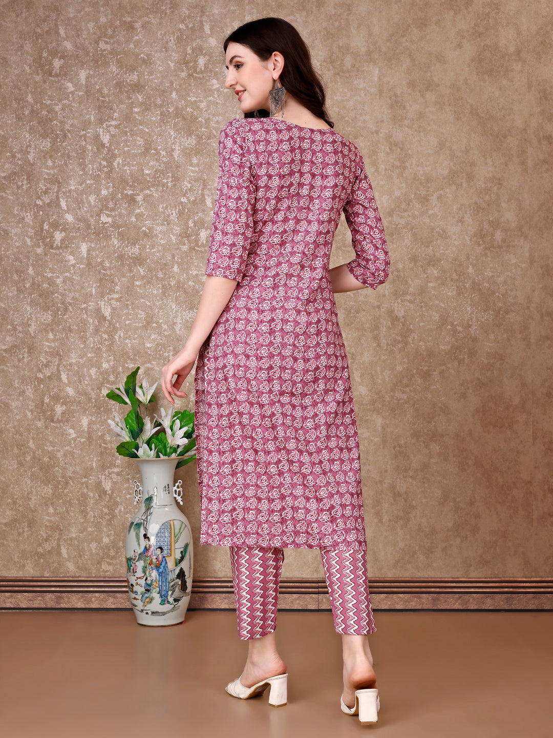 Leaf Printed Kurta With Printed Pant & Dupatta, Multicolor - Hiral Fashion - Distacart