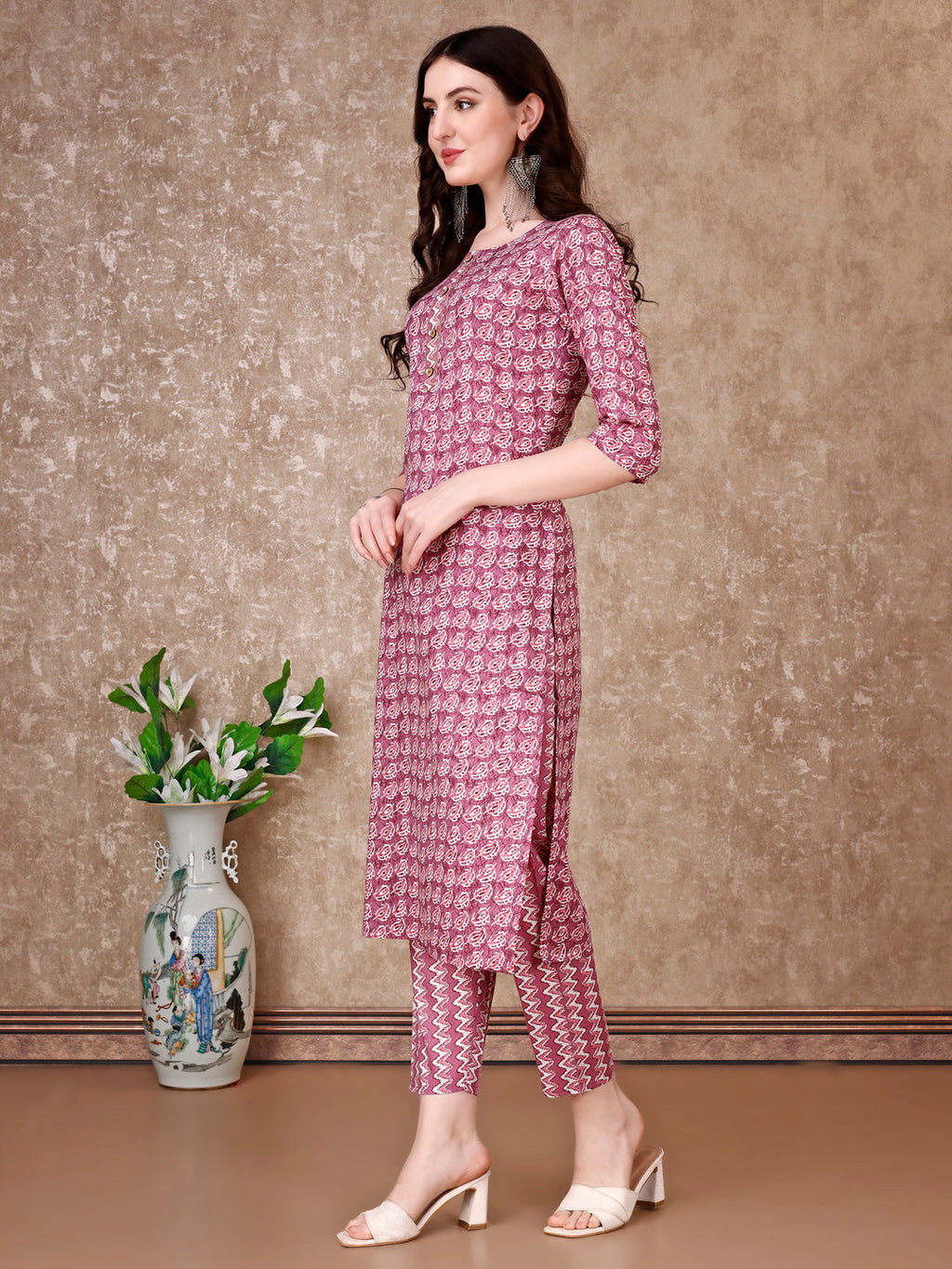 Leaf Printed Kurta With Printed Pant & Dupatta, Multicolor - Hiral Fashion - Distacart