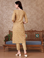 Leaf Printed Kurta With Printed Pant & Dupatta, Multicolor - Hiral Fashion - Distacart