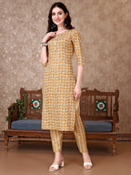 Leaf Printed Kurta With Printed Pant & Dupatta, Multicolor - Hiral Fashion - Distacart