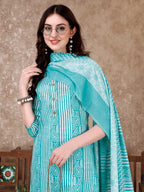 Printed Kurta With Printed Pant & Dupatta, Multicolor - Hiral Fashion - Distacart