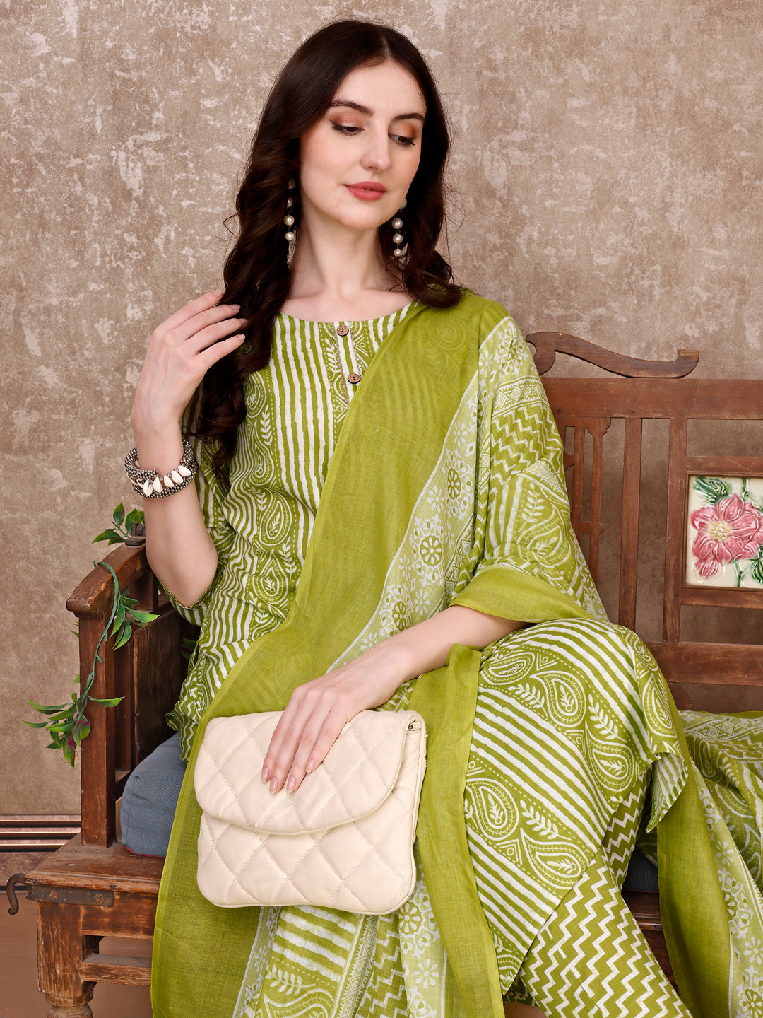 Printed Kurta With Printed Pant & Dupatta, Multicolor - Hiral Fashion - Distacart