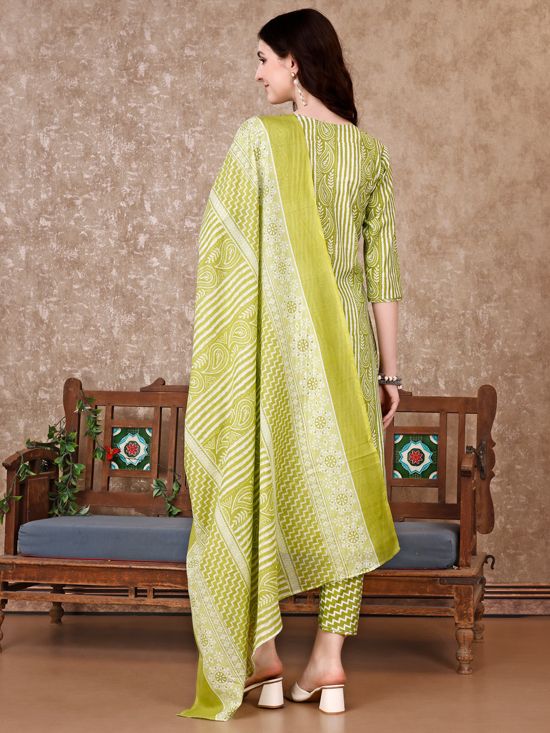 Printed Kurta With Printed Pant & Dupatta, Multicolor - Hiral Fashion - Distacart
