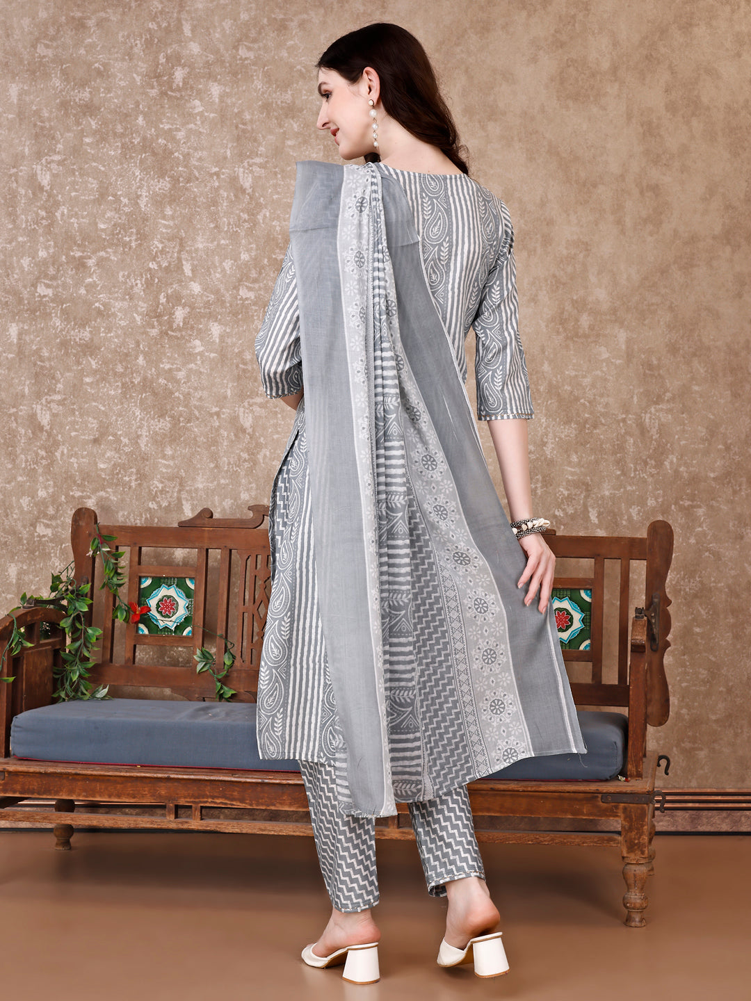 Printed Kurta With Printed Pant & Dupatta, Multicolor - Hiral Fashion - Distacart
