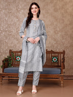 Printed Kurta With Printed Pant & Dupatta, Multicolor - Hiral Fashion - Distacart