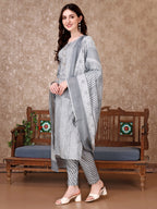 Printed Kurta With Printed Pant & Dupatta, Multicolor - Hiral Fashion - Distacart