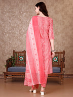 Printed Kurta With Printed Pant & Dupatta, Multicolor - Hiral Fashion - Distacart