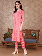 Printed Kurta With Printed Pant & Dupatta, Multicolor - Hiral Fashion - Distacart