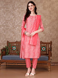 Printed Kurta With Printed Pant & Dupatta, Multicolor - Hiral Fashion - Distacart