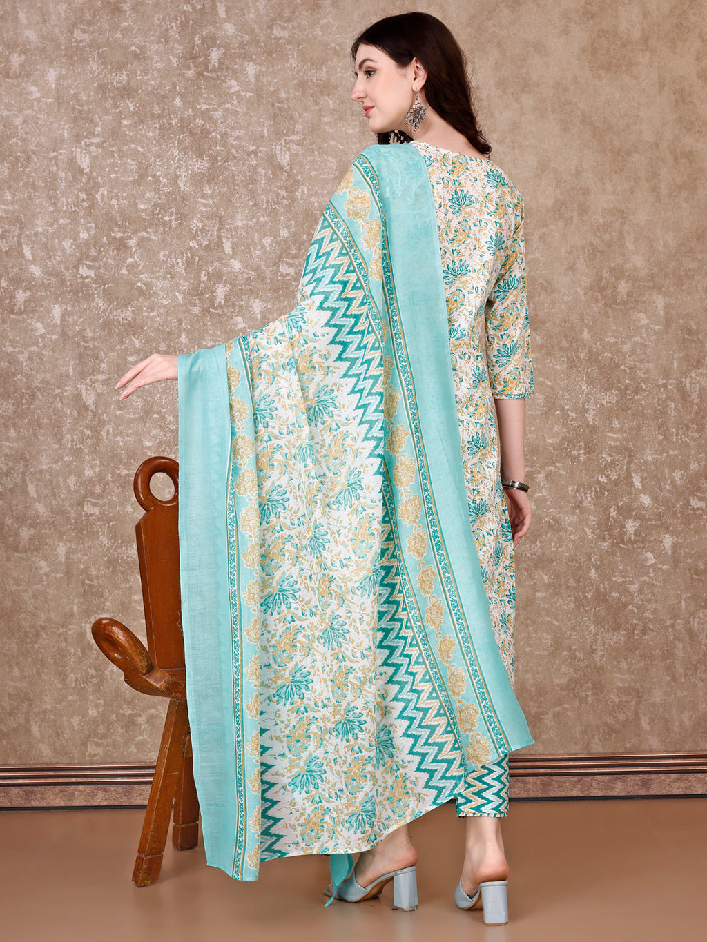 Floral Printed Kurta With Printed Pant & Dupatta, Multicolor - Hiral Fashion