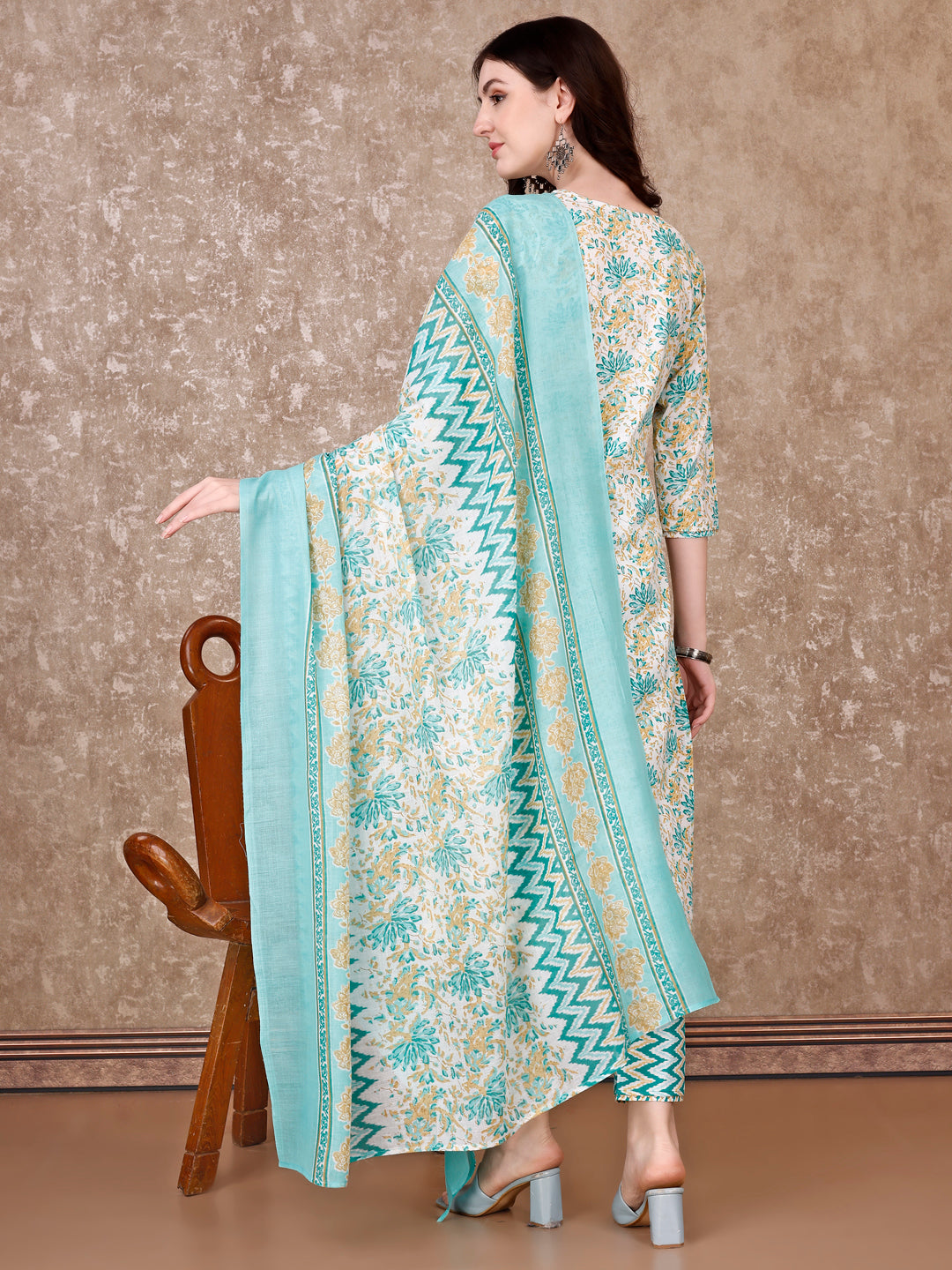 Floral Printed Kurta With Printed Pant & Dupatta, Multicolor - Hiral Fashion