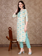 Floral Printed Kurta With Printed Pant & Dupatta, Multicolor - Hiral Fashion
