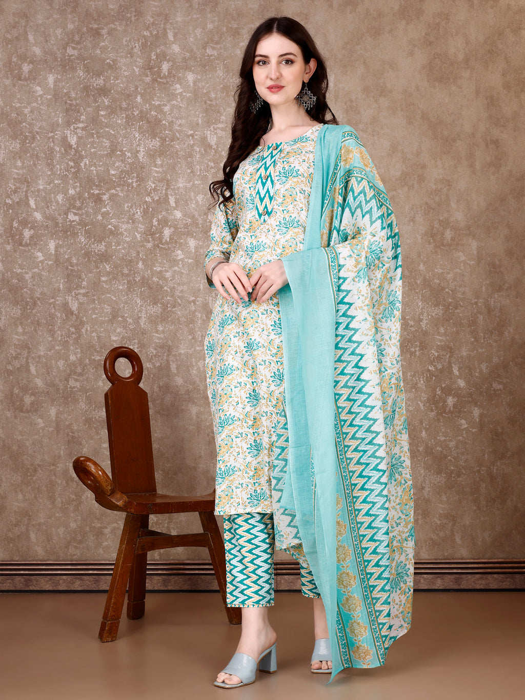 Floral Printed Kurta With Printed Pant & Dupatta, Multicolor - Hiral Fashion