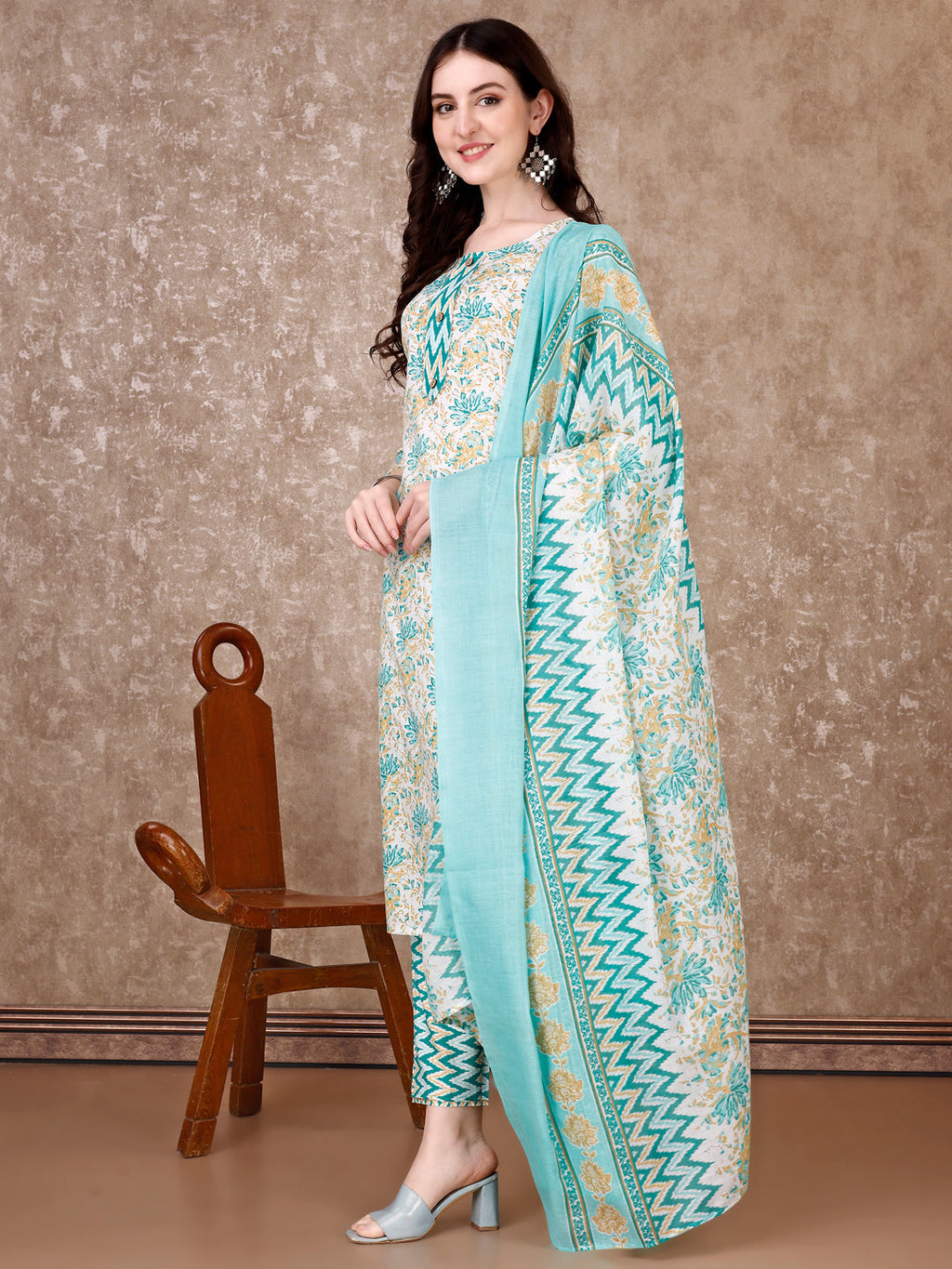Floral Printed Kurta With Printed Pant & Dupatta, Multicolor - Hiral Fashion